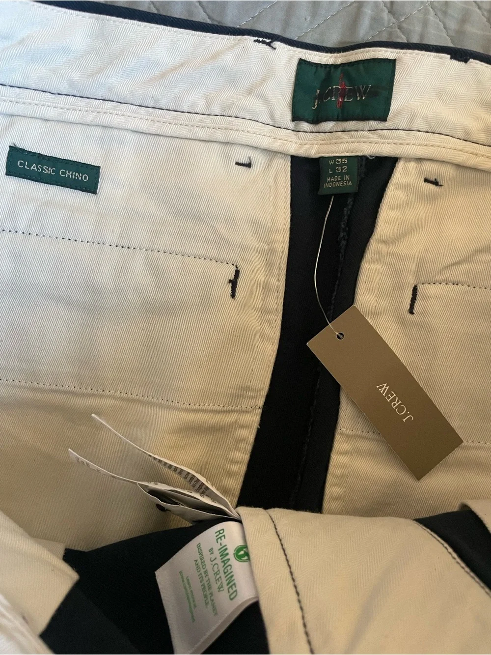 J. CREW Classic chino pant in Storm Navy Size 35/32 NWT $98 BE611